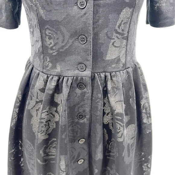 Kurt Lyle Malia Dress Black Lace Puff Sleeve‎ Button Front Size Small - Picture 5 of 13